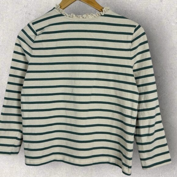 Sezane Gael Marinere Top Striped Henley Size Small French Nautical Stripe Ruffle - Picture 14 of 15